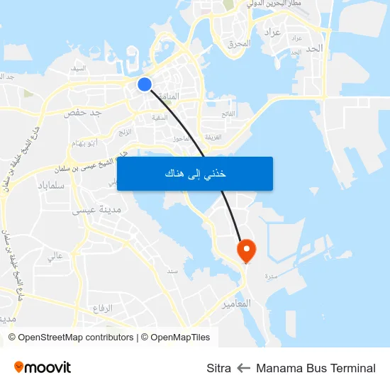 Manama Bus Terminal to Sitra map