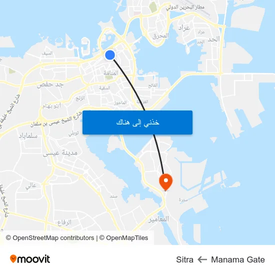 Manama Gate to Sitra map