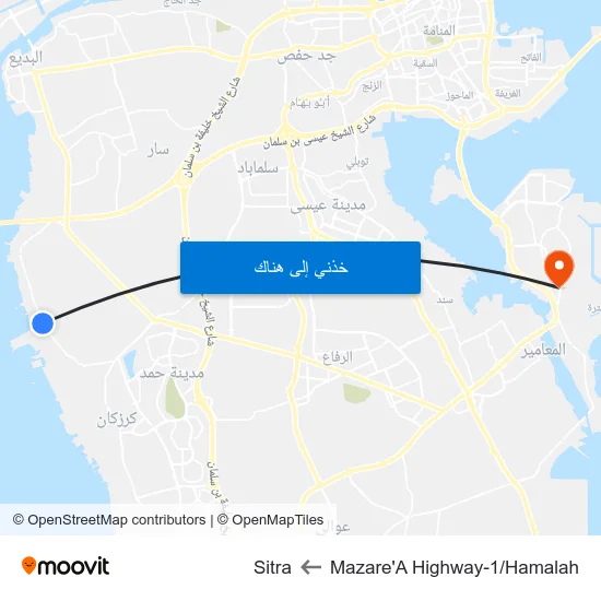 Mazare'A  Highway-1/Hamalah to Sitra map