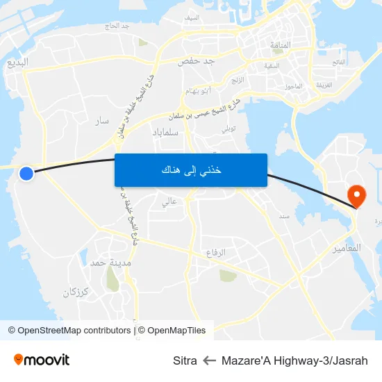 Mazare'A Highway-3/Jasrah to Sitra map