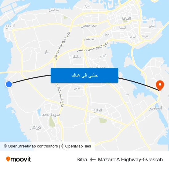 Mazare'A Highway-5/Jasrah to Sitra map