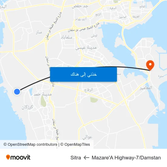 Mazare'A Highway-7/Damstan to Sitra map