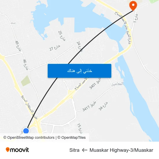 Muaskar Highway-3/Muaskar to Sitra map