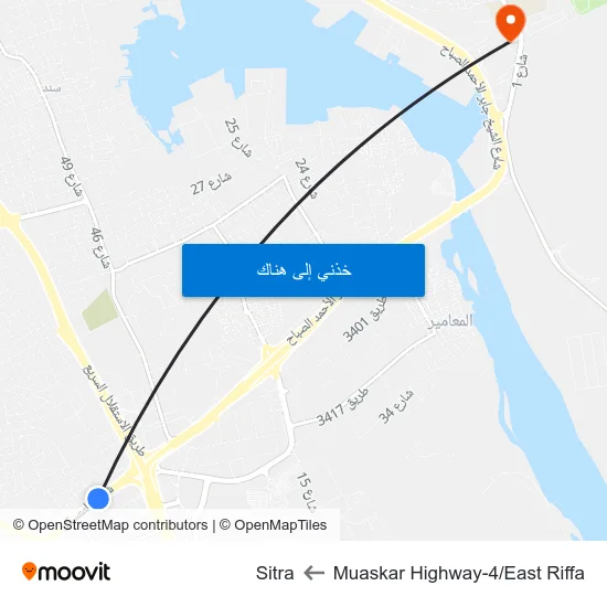 Muaskar Highway-4/East Riffa to Sitra map