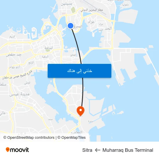 Muharraq Bus Terminal to Sitra map
