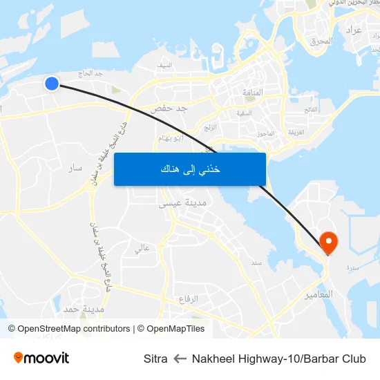 Nakheel Highway-10/Barbar Club to Sitra map