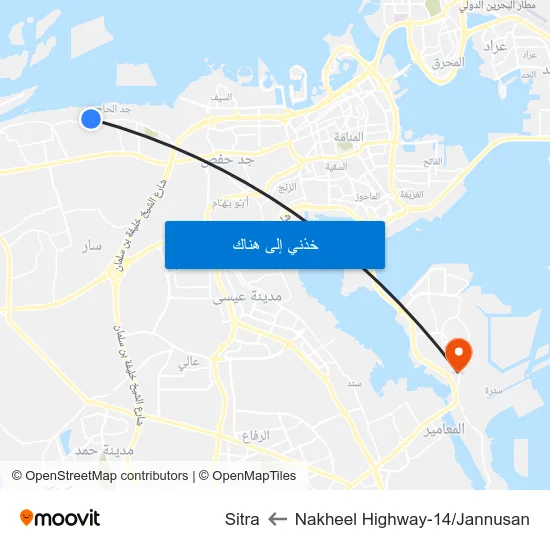 Nakheel Highway-14/Jannusan to Sitra map