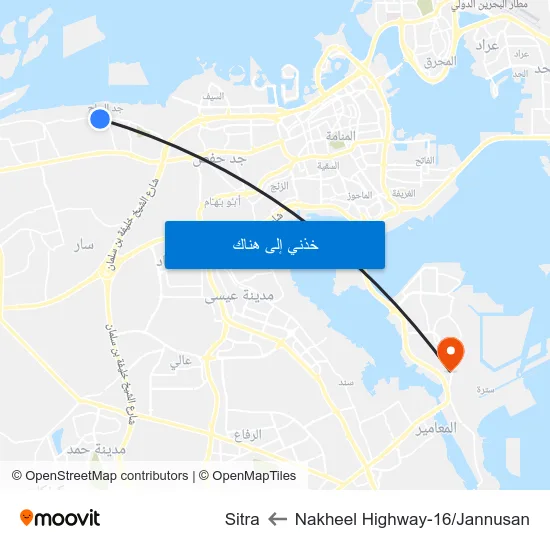 Nakheel Highway-16/Jannusan to Sitra map