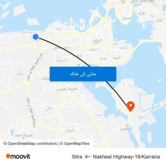 Nakheel Highway-18/Karrana to Sitra map