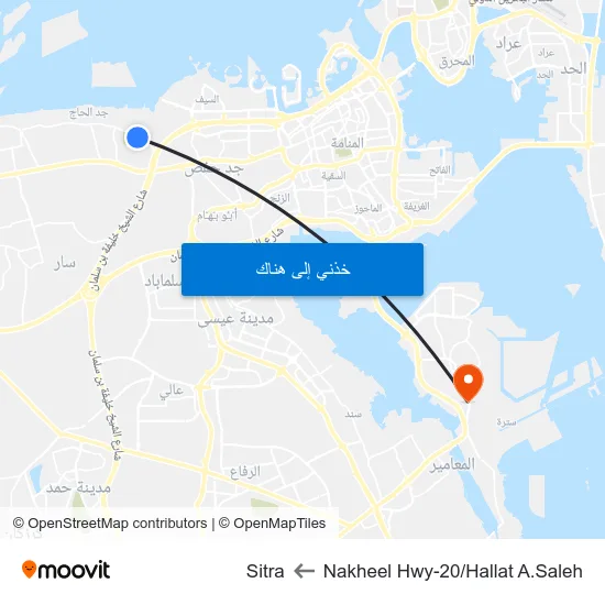 Nakheel Hwy-20/Hallat A.Saleh to Sitra map