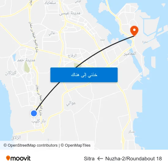 Nuzha-2/Roundabout 18 to Sitra map