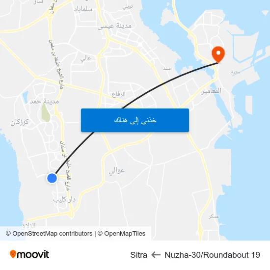 Nuzha-30/Roundabout 19 to Sitra map