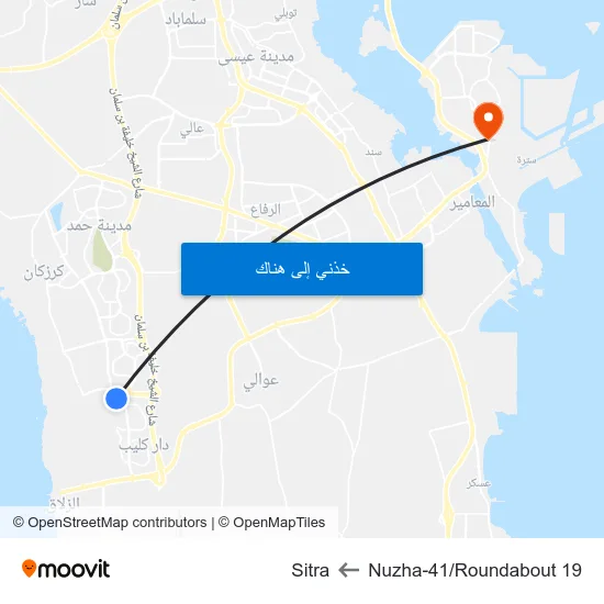 Nuzha-41/Roundabout 19 to Sitra map