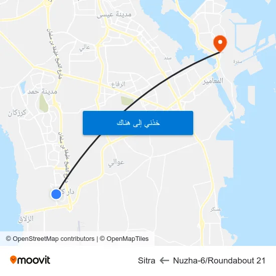 Nuzha-6/Roundabout 21 to Sitra map