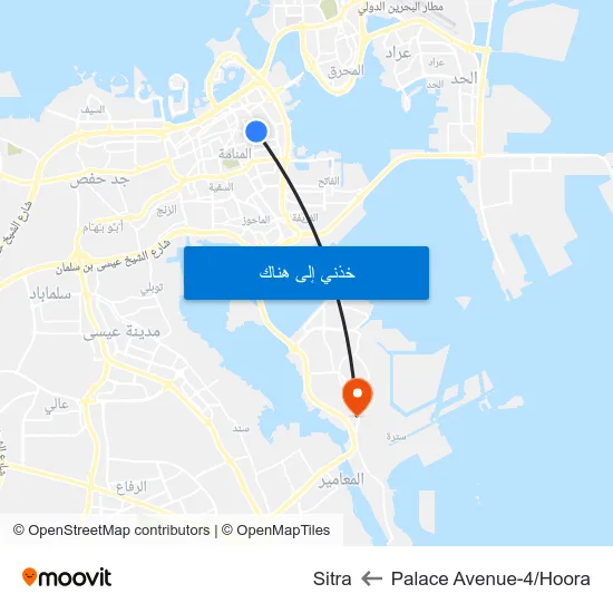 Palace Avenue-4/Hoora to Sitra map