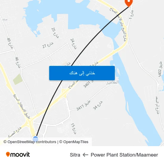 Power Plant Station/Maameer to Sitra map