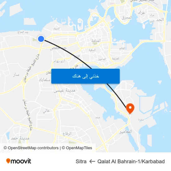 Qalat Al Bahrain-1/Karbabad to Sitra map