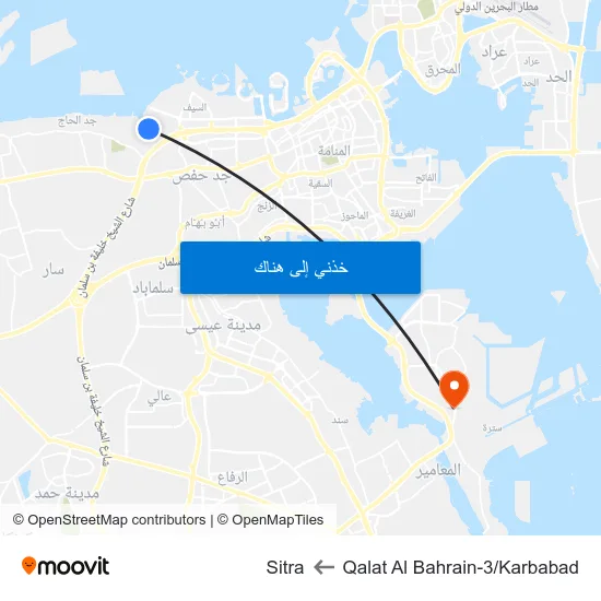 Qalat Al Bahrain-3/Karbabad to Sitra map