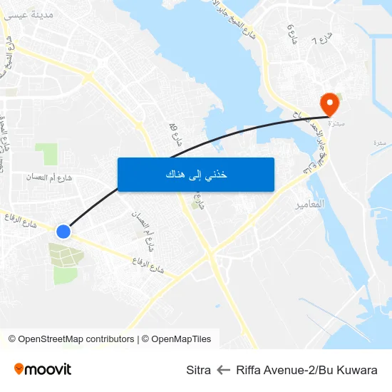 Riffa Avenue-2/Bu Kuwara to Sitra map