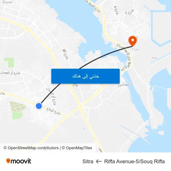 Riffa Avenue-5/Souq Riffa to Sitra map