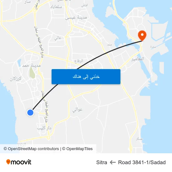 Road 3841-1/Sadad to Sitra map