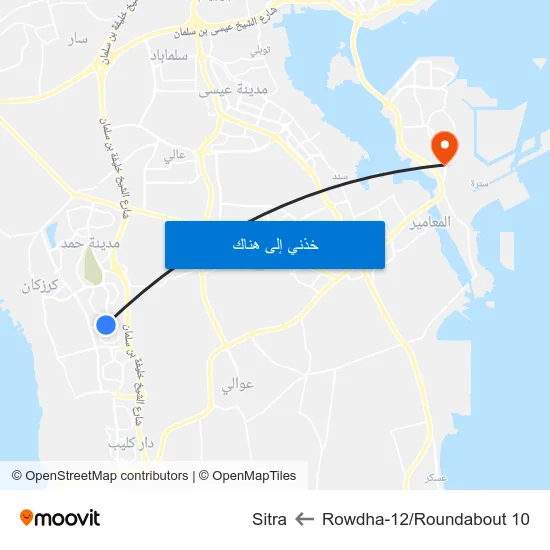 Rowdha-12/Roundabout 10 to Sitra map