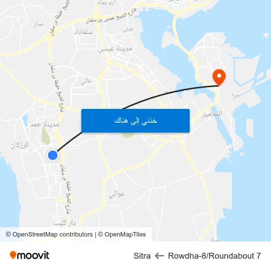 Rowdha-8/Roundabout 7 to Sitra map