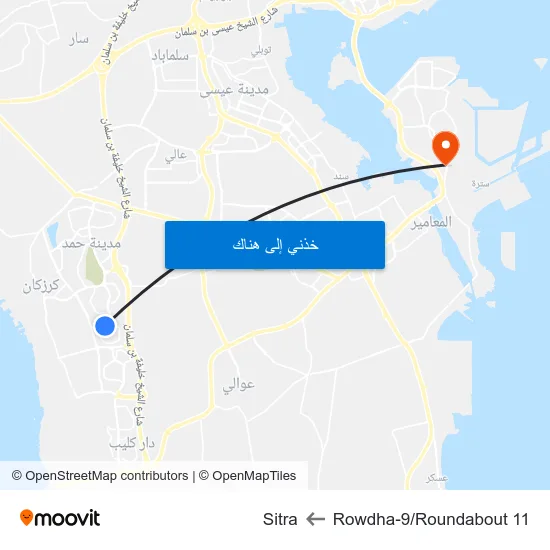 Rowdha-9/Roundabout 11 to Sitra map