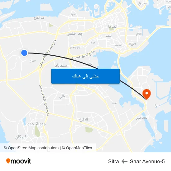 Saar Avenue-5 to Sitra map