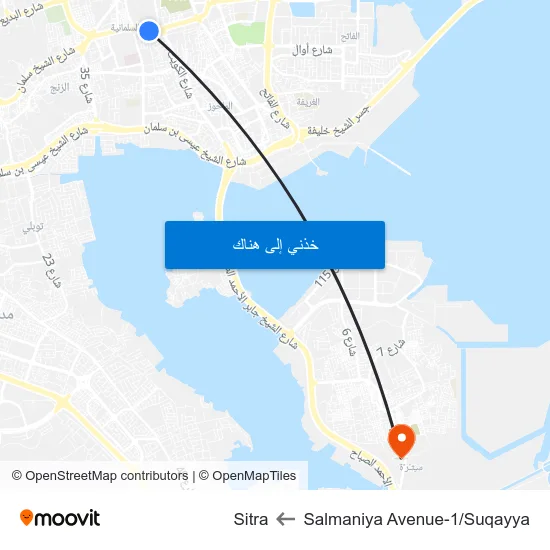 Salmaniya Avenue-1/Suqayya to Sitra map