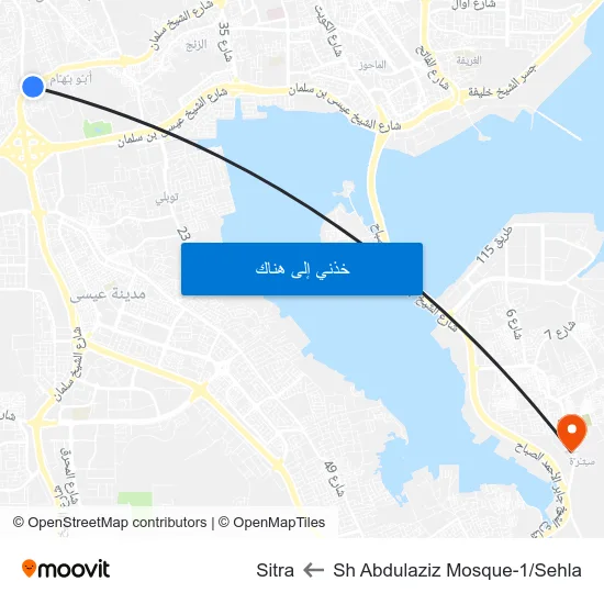 Sh Abdulaziz Mosque-1/Sehla to Sitra map