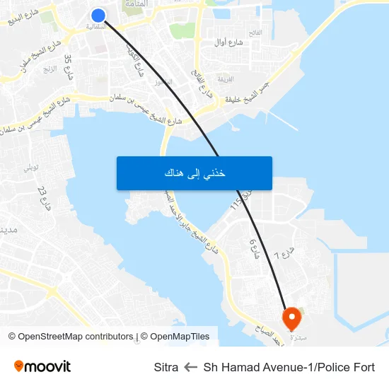 Sh Hamad Avenue-1/Police Fort to Sitra map