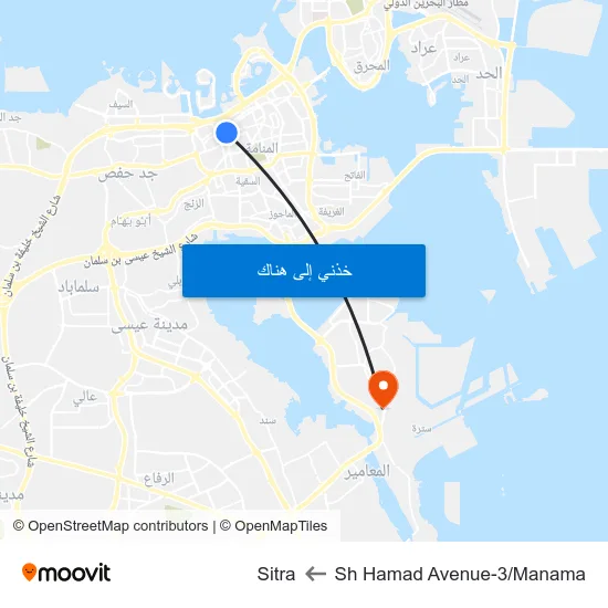 Sh Hamad Avenue-3/Manama to Sitra map