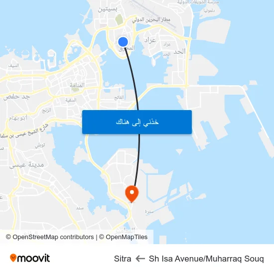 Sh Isa Avenue/Muharraq Souq to Sitra map