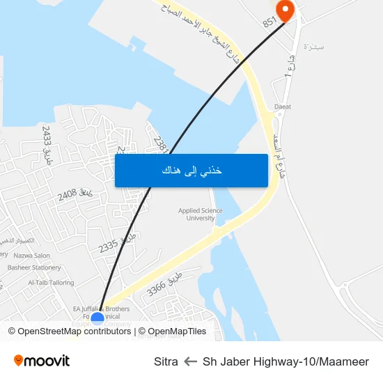 Sh Jaber Highway-10/Maameer to Sitra map