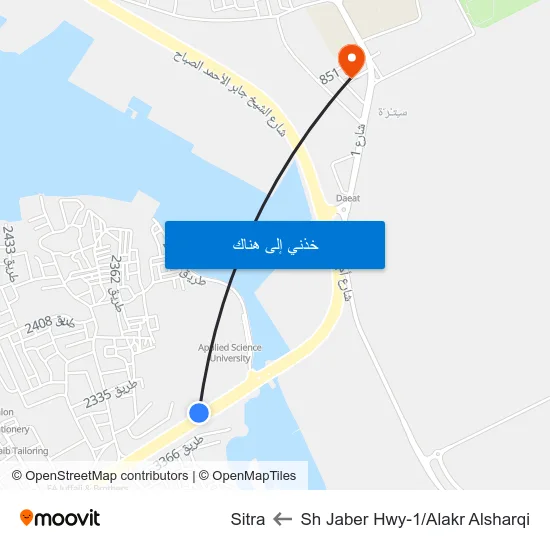 Sh Jaber Hwy-1/Alakr Alsharqi to Sitra map