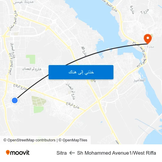 Sh Mohammed Avenue1/West Riffa to Sitra map