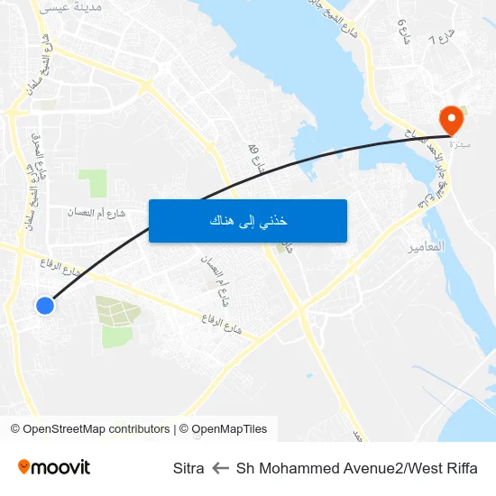 Sh Mohammed Avenue2/West Riffa to Sitra map