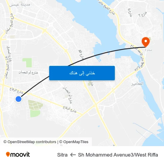 Sh Mohammed Avenue3/West Riffa to Sitra map