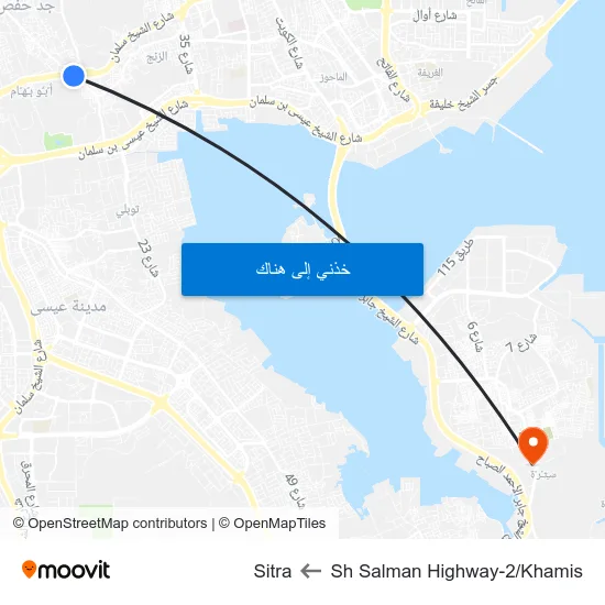 Sh Salman Highway-2/Khamis to Sitra map