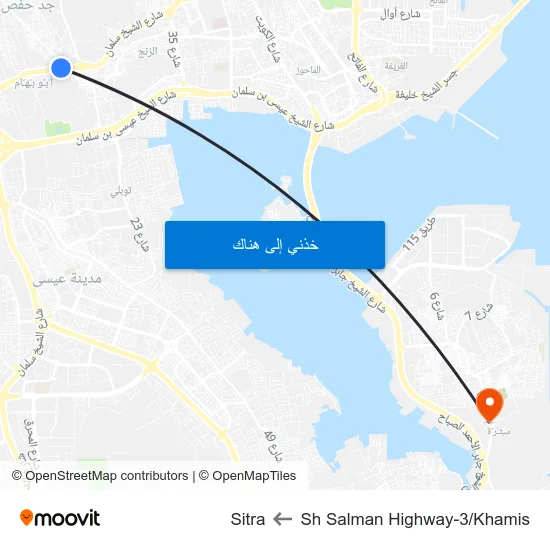 Sh Salman Highway-3/Khamis to Sitra map