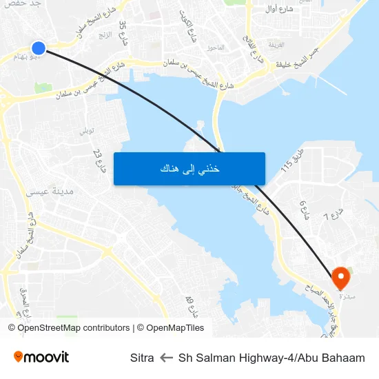 Sh Salman Highway-4/Abu Bahaam to Sitra map