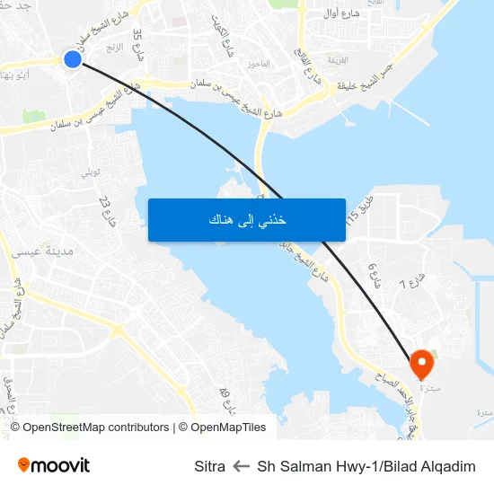 Sh Salman Hwy-1/Bilad Alqadim to Sitra map