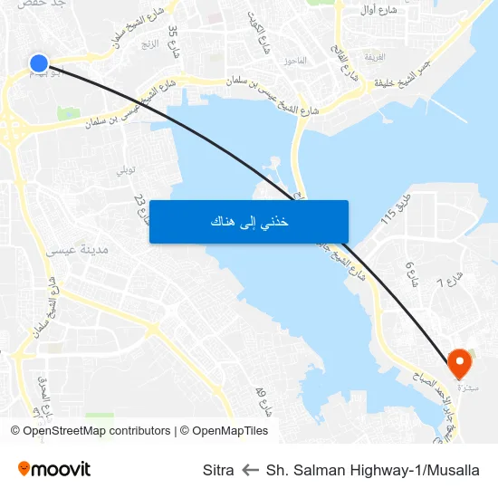 Sh. Salman Highway-1/Musalla to Sitra map