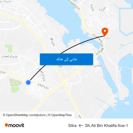 Sh.Ali Bin Khalifa Ave-1 to Sitra map
