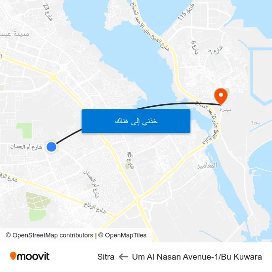Um Al Nasan Avenue-1/Bu Kuwara to Sitra map