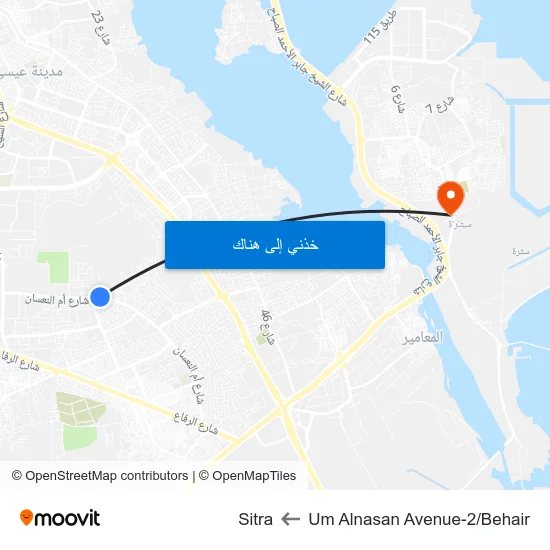 Um Alnasan Avenue-2/Behair to Sitra map