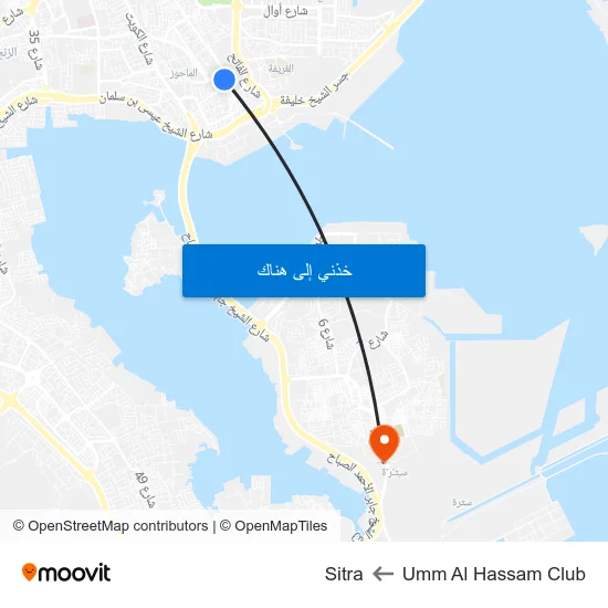 Umm Al Hassam Club to Sitra map
