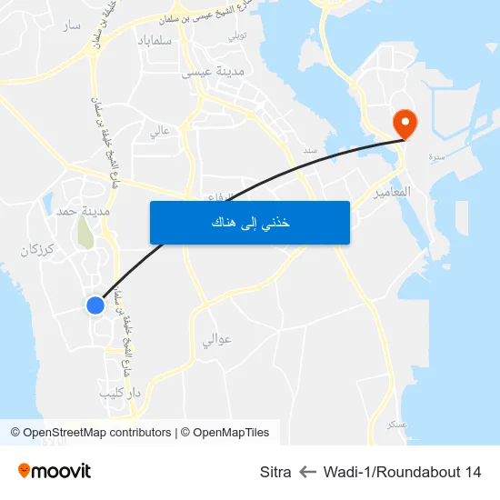 Wadi-1/Roundabout 14 to Sitra map