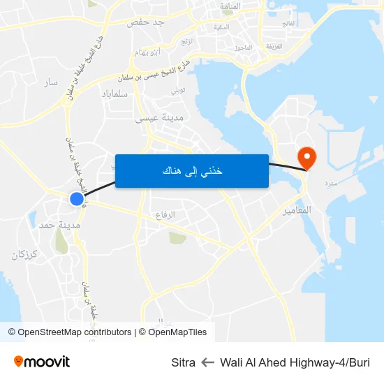 Wali Al Ahed Highway-4/Buri to Sitra map